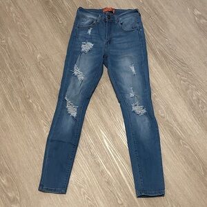Wax Jean Distressed Blue Women Jeans